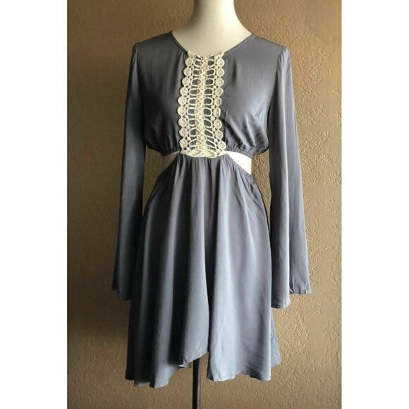 Swell Womens Gray Rayon Crochet Baja Cut Out Dress - Picture 2 of 10